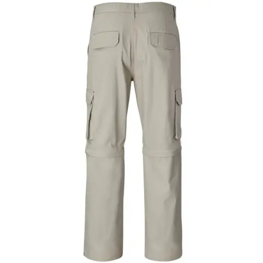 Mens Cargo Zip Off Pants Stone Long Back